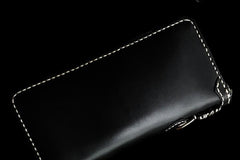 Handmade Leather Mens Chain Biker Wallet Leather Clutch Wallet Cool Long Wallets for Men