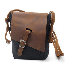 Cool Mens Waxed Canvas Leather Small Courier Bags Canvas Side Bags Messenger Bag for Men