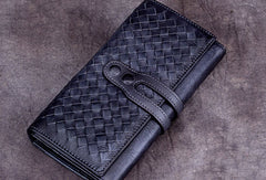Genuine Leather Wallet Long Wallet Woven Wallet Purse For Men Women - EverHandmade