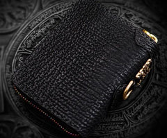 Handmade Leather Biker Wallet Mens Cool Small Chain Wallet billfold Trucker Wallet with Chain