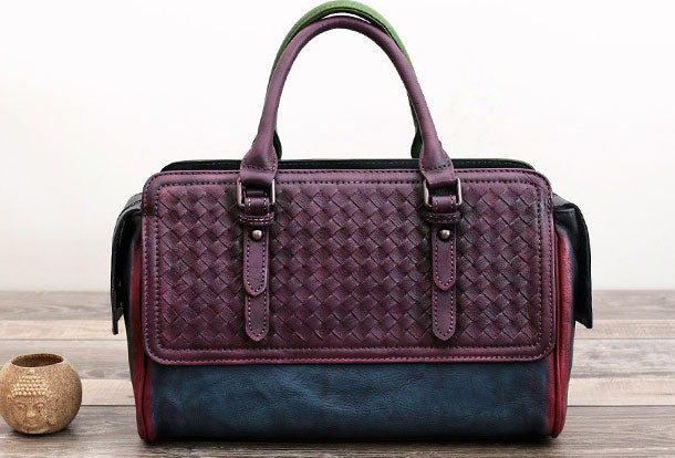 Genuine Handmade Woven Vintage Leather Handbag Shoulder Bag Women Leather Purse - EverHandmade