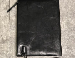 Genuine Leather Mens Clutch Cool Slim Wallet Zipper Clutch Wristlet Wallet for Men