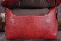 Genuine Leather Handbag Vintage Boston Bag Crossbody Bag Shoulder Bag Purse For Women - EverHandmade