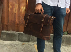 Vintage Leather Mens Briefcase Handbag Messenger Bag for men