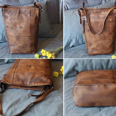 Brown Leather Bucket Bag Large Bucket Bag - Annie Jewel