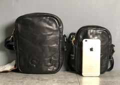 Handmade Genuine Leather Mens Cool Messenger Bag Sling Bag Chest Bag Bike Bag Cycling Bag for men