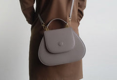 Gray Leather Handbag Purse Shoulder Bag for Women Leather Crossbody Bag - EverHandmade