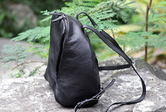 Handmade Leather backpack bag shoulder bag black women leather purse - EverHandmade