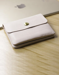 Cute Women White Leather Mini Zip Coin Wallets Change Wallets Slim Billfold Wallet For Women