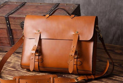 Handmade leather mens Briefcase business Briefcase Shoulder Bag Laptop Briefcase