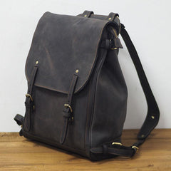 Vintage Mens Leather 15inch Laptop Backpack Leather School Backpack Travel Backpack for Men