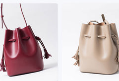 Genuine Leather bucket bag shoulder bag for women leather crossbody bag - EverHandmade