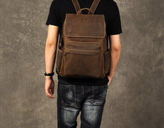 Leather Mens Cool Brown Backpacks Large Travel Backpacks School Backpacks for men