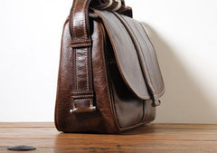 Handmade Genuine Leather Mens Cool Messenger Bag Sling Bag Chest Bag Bike Bag Cycling Bag for men