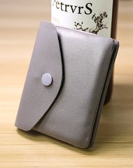 Cute Women Coffee Leather Mini Billfold Wallet Handmade Coin Wallets Slim Change Wallets For Women