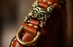 Handmade Leather Mens Chain Biker Wallets Cool Leather Wallet Long Clutch Wallet for Men