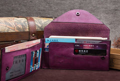 Genuine Leather Wallet Vintage Envelop Wallet Card Holder Purse Clutch For Women - EverHandmade