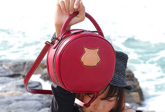 Handmade handbag round purse leather crossbody bag purse shoulder bag for women