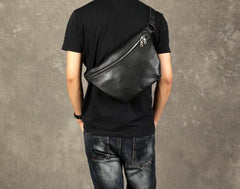 Cool Leather Mens Chest Bag Sling Bag Sling Crossbody Bag for men