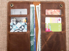 Vintage Cool Leather Long Wallets for men Bifold Men Long Wallets