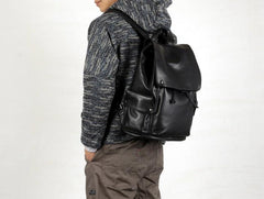 Leather Mens Cool Large Backpacks Black Travel Backpack Hiking Backpack for men