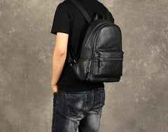 Black Leather Mens Cool Backpacks Large Travel Backpacks Hiking Backpacks for men
