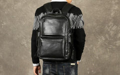 Cool Leather Mens Backpack Large Black Travel Backpack Hiking Backpacks for men