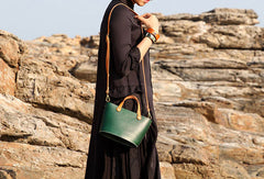 Handmade Leather Bucket Bag Purse Bucket Handbags Shoulder Bag for Women