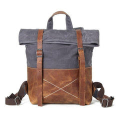 Cool Waxed Canvas Leather Mens Backpack Canvas Travel Backpacks Canvas School Backpack for Men