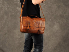Genuine Leather Vintage Mens Cool Messenger Bag Shoulder Bag for men