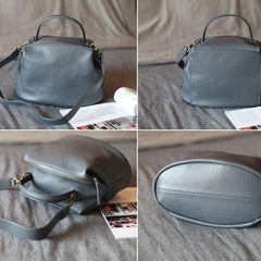 Grey Soft Leather Satchel Women's Satchel Shoulder Bag - Annie Jewel
