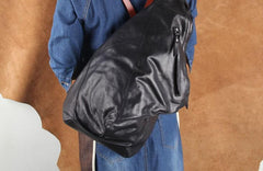Genuine Leather Mens Cool Sling Bag Large Chest Bag Sling Pack One Shoulder Backpack for men