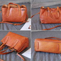 Women Orange Leather Handbags Shoulder Crossbody Bags Purse - Annie Jewel