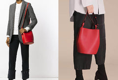 Handmade Genuine Leather Bucket Bag Purse Crossbody Bag Shoulder Bag Purse For Women - EverHandmade