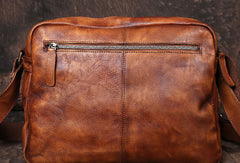 Cool Small Leather Mens Messenger Bag Brown Courier Bag Side Bag Postman Bag for men - EverHandmade
