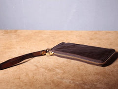leather zip wallet mens long leather wallet zip around wallet long wallets for men 