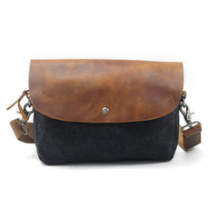 Mens Waxed Canvas Leather Small Side Bag Canvas Messenger Courier Bags for Men