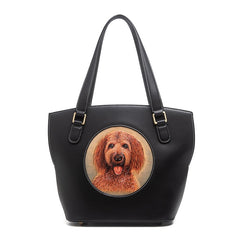 Handmade Womens Brown Leather Tote Handbag Purse Dog Tote Bag for Women