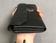 Handmade Genuine Leather Mens Cool Long Leather Wallet Phone Wallet Clutch Wallet for Men