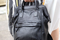 Genuine handmade Handbag Leather backpack bag shoulder bag black  women leather purse