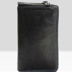 Handmade Mens Cool billfold Leather Wallet Men Small Zipper Wallets Bifold for Men