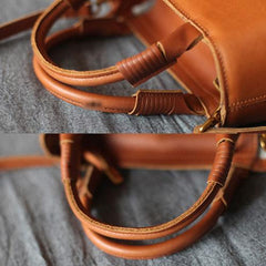 Brown Leather Satchel Purse Small Structured Satchel Purse - Annie Jewel