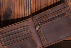 Handmade Genuine Leather Slim Wallet Bifold billfold Wallet Purse Bag For Mens