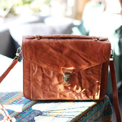 Women's Satchel Purse Brown Leather Satchel Purse - Annie Jewel