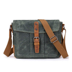 Mens Waxed Canvas Small Side Bag Messenger Bag Canvas Courier Bags for Men