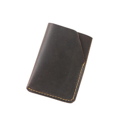 Handmade Dark Brown Leather Mens Card Holder Tan Card Holder Small Card Case For Men