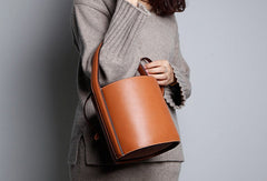 Genuine Leather Cute Bucket Bag Handbag Crossbody Bag Shoulder Bag Women Leather Purse