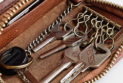 Genuine leather billfold wallet leather men billfold vintage key wallet for men - EverHandmade