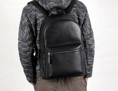 Leather Mens Large Cool Backpack Black Travel Backpack Hiking Backpack for men