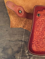 Handmade Leather Tooled Skull Mens Chain Biker Wallet Cool Leather Wallet Long Wallet for Men